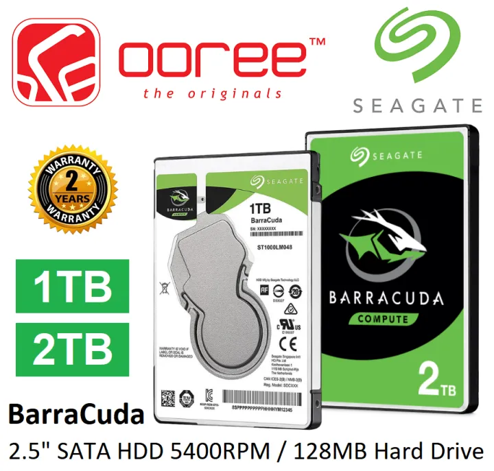 SEAGATE INT HDD BARRACUDA 2.5" SATA INTERNAL HARD DRIVE WITH 5400RPM / 128MB HARD DISK HARDDISK - 1TB (ST1000LM048) / 2TB (ST2000LM015)