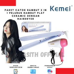 Catok Rambut kemei Profesional Lurus dan Curly dengan Teknologi Pelat Keramik dan Kunci Pengaman catokan rambut kemei 2 in 1