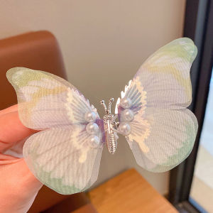 New Beautiful Moving Wings Pearl Big Butterfly Hair Clip for Girls Sweet Hair Decorate Hairpin Lovely