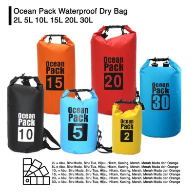 OCEAN PACK Dry Bag Waterproof Tahan Air Pantai 2L 5L 10L 15L 20L 30L