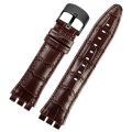 21mm Genuine Cowhide Watch Strap for Swatch YVB404 YVS400 YVS45 Men Stainless Steel Pin Buckle Watch Band Bump Bracelet. 