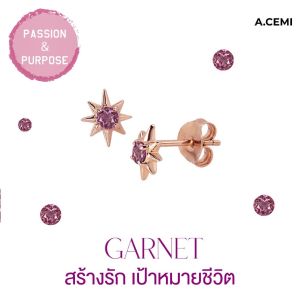A.CEMI ต่างหูเสริมดวง โรโดไลท์ Teeny Garnet Rhodolite Star Earring สร้างรัก เป้าหมายชีวิต