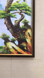 Hiasan Dinding Cetak Gambar Lukisan Pohon Bonsai dan Burung Plus Bingkai Uk:100cm x 50cm