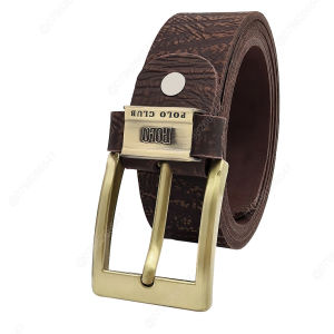 Tặng đục lỗ - Dây nịt nam da bò thật bản thô DHM-340 | Khoá kim màu đồng vuông bản trơn nhỏ gọn | Bảo hành 12 tháng