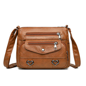 ZEFAN 【COD】กระเป๋าอายุกลางใหม่สำหรับผู้หญิงกระเป๋าไหล่หลายชั้นหนังอ่อนขนาดใหญ่หลากหลายสำหรับการเดินทางกระเป๋า crossbody ที่ปฏิบัติและง่าย