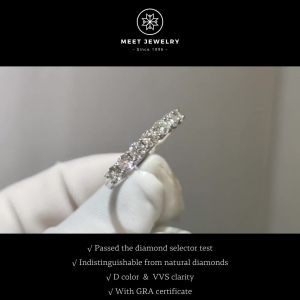 DMY Jewelry Seven stone ring | DovEggs Real Moissanite Diamond Ring S925 silver plated with 18K gold Wedding Engagement Women Fine Jewelry Heart Arrows Cut D Color Available in 1/2/3 carat ct & size 5 6 7 8 9