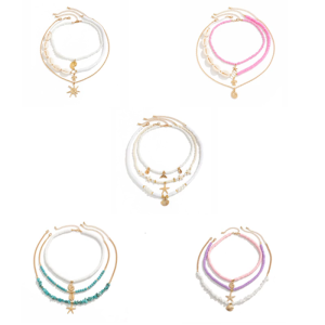 3Pcs Thiết Lập Handmade Bãi Biển Theo Kiểu Dây Chuyền Bohemia Dây chuyền cổ Món Quà Có Mặt Dây Chuyền Và ngọc trai giả