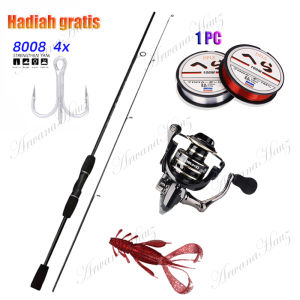 pancing 1 set lengkap kuat / Joran Pancing 1 Set Reel Besi / joran pancing 1 set murah / Set Alat Pancing Murah Pancing 1 Set Murah Dan Kuat 1.8m 2 Bagian Pancing Dengan Gulungan 13BB Casting Pancing Berputar Seri / pancing casting full set