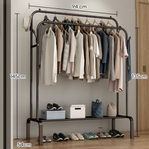 Rak Gantungan Baju Stand Hanger Portable Double Jemuran Pakaian Serbaguna Besi Hanger
