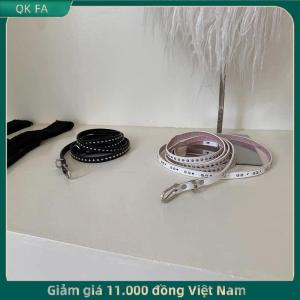QK FA ✨ Y2k Punk đinh tán da đôi mỏng vành đai phụ nữ người đàn ông PU đen trắng eo Dây đeo hợp thời trang dây thắt lưng jeans váy trang trí