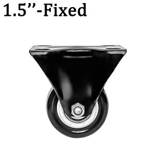 1.5" - 2" Black Push Cart Wheel Heavy Duty With Brake And Fixed For Industrial Utensil