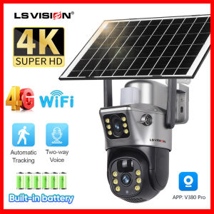 LS VISION V380 Pro 4K 8MP WIFI/4G Sim Card Dual Lens Solar CCTV Camera Wireless Full Color Night Vision PTZ Security Camera IP66 Outdoor Waterproof PIR +AI Detection Two Way Audio