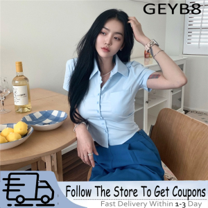 GEYB8 Blouse for Women Short Sleeve White Slim Shirt Top