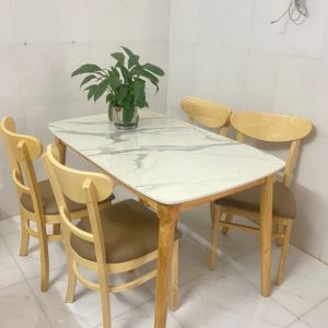 Bàn ăn giả đá 4 ghế gỗ tự nhiên - bộ bàn ăn cơm siêu sang - nội thất NGỌC MAI