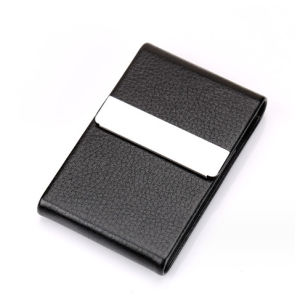 Business Card Holder PU Leather Credit Card Case Pocket Card Holders for Men Blocking Slim Name Card Box with Magnetic Closure Black