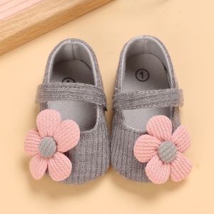 Baby 0-18 Months Lovely Flower Striped Cotton Soft And Comfortable Flat Shoes Newborn Spring And Autumn Bed Shoes First Step Shoes