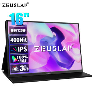 ZEUSLAP 16" 60Hz Portable Monitor 1920*1200P 16:10 100% sRGB 400Nit Travel Gaming Display for PC Mini PC Laptop Switch ps4 ps5 Xbox