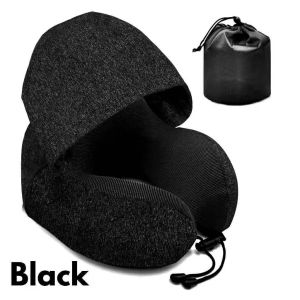 SERENITY Neck Pillow Black 27cm x 27cm x 14cm Travel Comfort Support