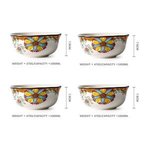 OMK Flower series Ceramic Salah Bowl Large Capacity Ramen Bowl