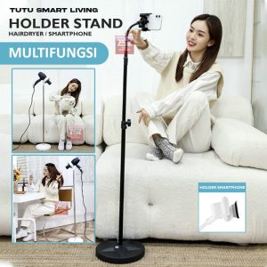 TUTU Dudukan hair dryer Holder Hair Dryer Standing hairdryer dan HP/Holder HP/Dudukan Ponsel blower Standing/tiang penyangga hair dryer dan handphone untuk manusia dan hewan