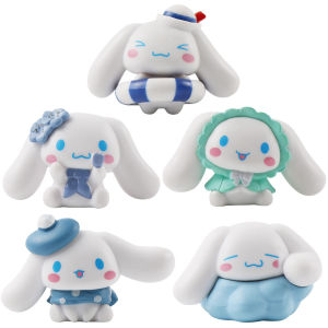 5Pcs/set Cartoon Cinnamoroll Figurine Swimming Ring Kawai Pet Dog Model Doll Cake Topper Decoration Girls Toy Gift