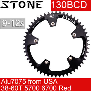 Stone Round Chainring 130 BCD for Shimano 5700 6700 38T 40 42t 44T 46 48 50 52 55 58T 60T Road Bike Circle ChainWheel 130bcd for Sram Red folding bike silver