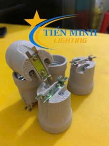 Combo 4 cái/ 6 cái/ 12 cái đui đèn E27 bas C bằng sứ chịu nhiệt đồng mạ niken chịu tải tốt