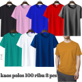 Kaos Polos Berbagai warna 8 Pcs 100 Ribu. 