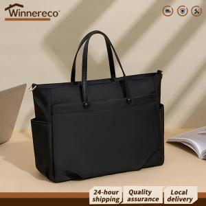 [Winnereco Flagship Mall] Women Nylon Tote Handbag Large Capacity Briefcase Crossbody Bag with Adjustable Strap Solid Color for Travel Shopping Daily Use