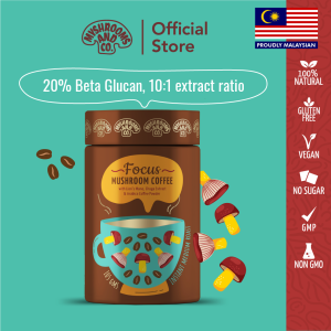 Myshrooms & Co Focus Arabica Mushroom Coffee | Focus Cognitive Boost & Energy | Medium Roast | 30 Servings