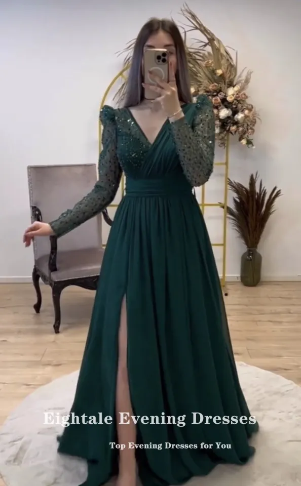 Green Evening Dress, Emerald Green Prom Dress, Wedding Reception