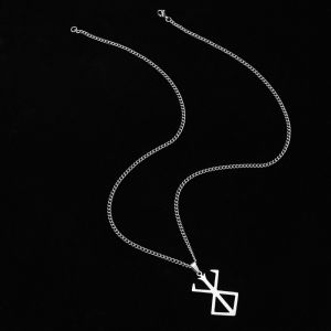 Anime Game with Geometric Pendant Necklace Simple Mens and Womens Gold Stainless Steel Chain