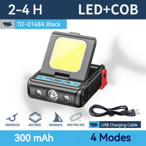 Smiling Shark TD0148 Headlight Led COB Head Lamp Mini Portable Small Headlamp Ultra Bright Fishing Clip Cap Light USB Rechargeable Waterproof Camping Hiking Repairing Lighting