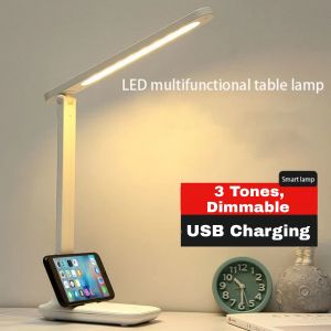 USB Powored Portable LED Desk Lamp Foldable Touch Dimming Table Lamp USB Charging Reading Desk Light for Study Work Children LED Night Light