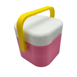 VB45D Plastic Fishing Drink Cooler Box 4-Can Square Drink Freezer Multi-functional with Folding Handle Travel Insulated Cooler Case Outdoor
