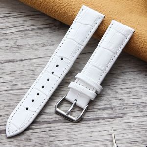 Dây đồng hồ da nam nữ MÀU TRẮNG KHÓA VÀNG BẠC ĐEN HỒNG da bò size 10mm 12mm 14mm 16mm 18mm 20mm 22mm cho dây đồng hồ casio dw seiko orient swarovski tissot omega ls05 patek philippe citizen fossil longines ck skmei michael kors burberry