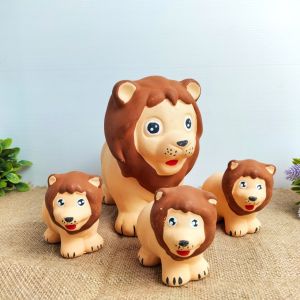 ตุ๊กตาแต่งสวน ตุ๊กตาจัดสวน ตุ๊กตาเซรามิคแต่งสวน ตุ๊กตาสิงโต ชุด 4 ตัว ตัวใหญ่ 7นิ้ว เล็ก 3.5นิ้ว