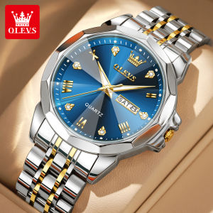 OLEVS Watch For Mens Waterproof Original Stainless Steel Strap Business Fashion Casual Perfume Watch Luminous Calendar With Box