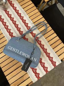 Thailand gentle woman Washed Embroidered Letter Denim Bag 2024 New Versatile Trendy Single Shoulder Bag