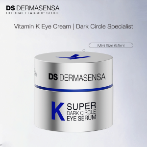 DS Dermasensa VK Eye Cream with Vitamin K & Peptides - Dark Circle remover for All Types Anti-Aging Brightening Eye Bags & Puffiness Night Owl Solution 6.5ml/15ml