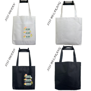 Totebag Tote Bag Kantong Depan Islami Ngaji Quotes Tas Sekolah Kuliah Kerja Goodiebag Goodie Bag