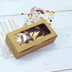 Idopackage - (WB51 & KB51 )กล่องเบเกอรี่ กระดาษคราฟท์และสีขาว ฟู้ดเกรด ใส่บราวนี่ ขนาด 6.5 x 13 x 3.5 ซม. แพ็ค10 ใบ