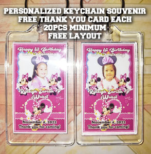 MINNIE Personalized Keychain Souvenir Giveaways (FreeLayout-20pcs Minimum) party birthday christening baptism baby kids