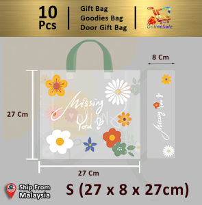 Gift Bag 10pcs Goodies Bag Door Gift Birthday Wedding Party (55)Korean Smile Missing You Flower Thick Packaging Tote Transparent Plastic bag