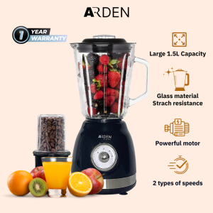 [Fast Delivery] Arden 1.5L Glass Jar Table Blender w Grinder (BJY69) Smoothies with 6-blade removable Stainless Steel