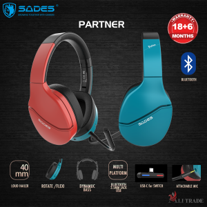 Sades Partner Multiplatform compatibility wireless gaming headset-bluetooth USB 3.5mm jack