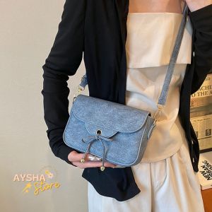 TÚI FORM VUÔNG STYLE THẮT NƠ DENIM KHÓA TỪ