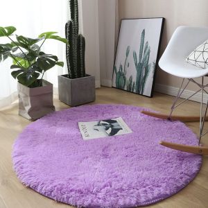 100/120/200cm Thảm nhung tròn màu trắng Thảm lông siêu mềm Thảm cửa chống trượt Thảm cho phòng khách Phòng ngủ Ghế máy tính Thảm trang trí nhà