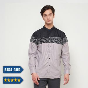 Baju Koko Pria Dewasa Remaja Terbaru Lengan Panjang Kombinasi Batik