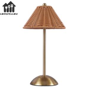 Cordless LED Table Lamp 3 Color Stepless Dimmable Retro Nightstand Lamp Touch Ambient Light for Bedroom Patio Restaurant